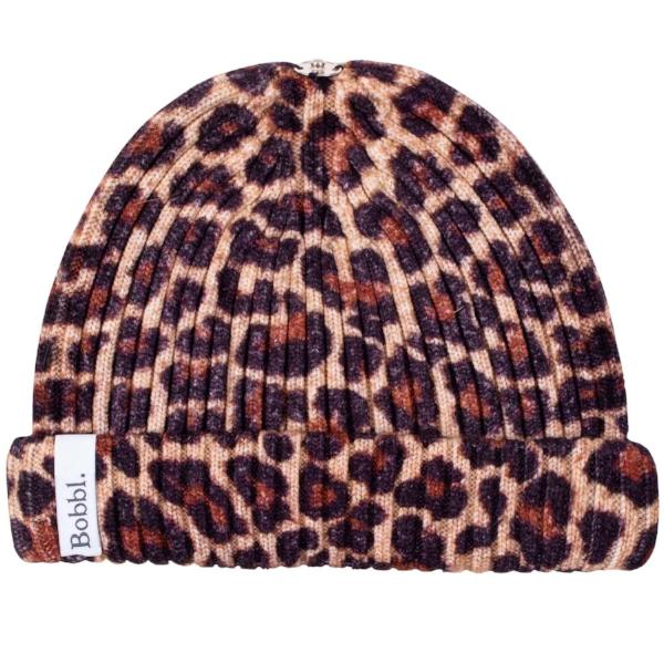 Portolano Leopard-Print Knit Cashmere Beanie Hat, Women's, Hats Beanies